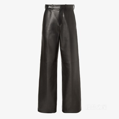 长裤 黑色纳帕皮革长裤