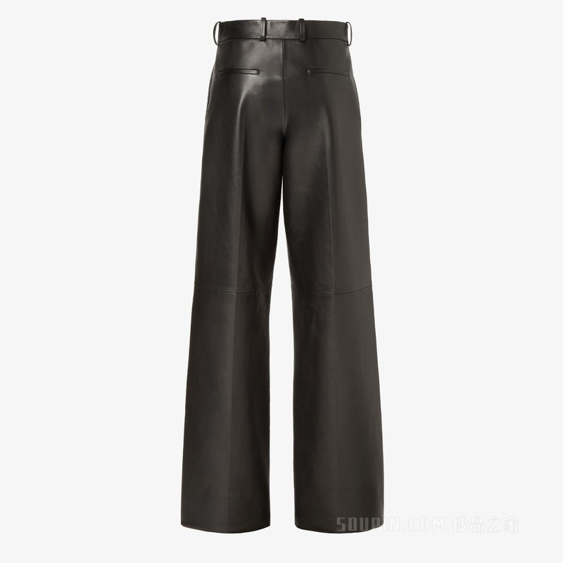 长裤 黑色纳帕皮革长裤