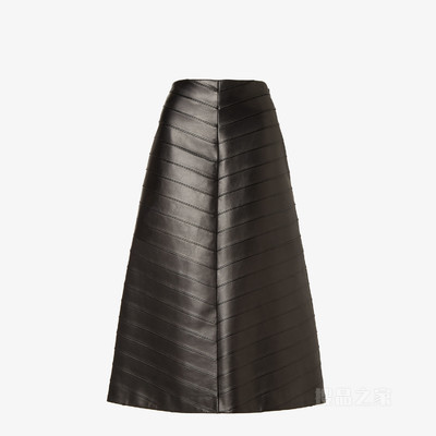 半身裙 黑色人字纹纳帕皮革半身裙