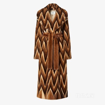 外套 棕色貂皮人字纹外套