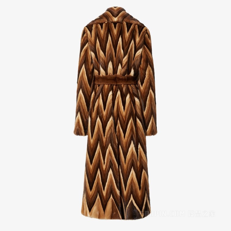 外套 棕色貂皮人字纹外套