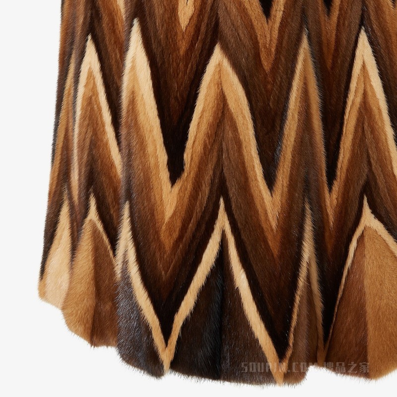 外套 棕色貂皮人字纹外套