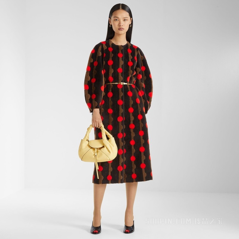 外套 棕色FENDI Dots羊剪毛大衣