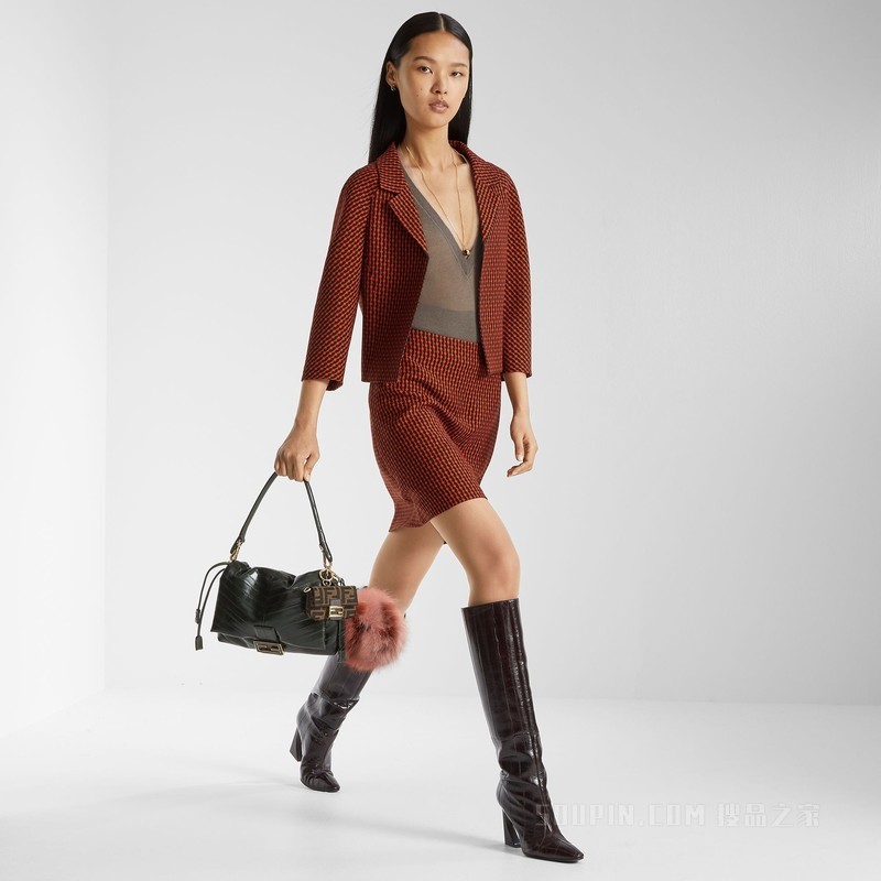 夹克 FENDI Dots红色和黑色羊毛桑蚕丝夹克