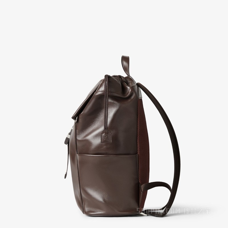 FENDI Flux背包 深棕色皮革手袋