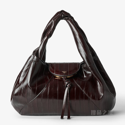 FENDI Spy 棕色镶饰盲鳗皮革手袋
