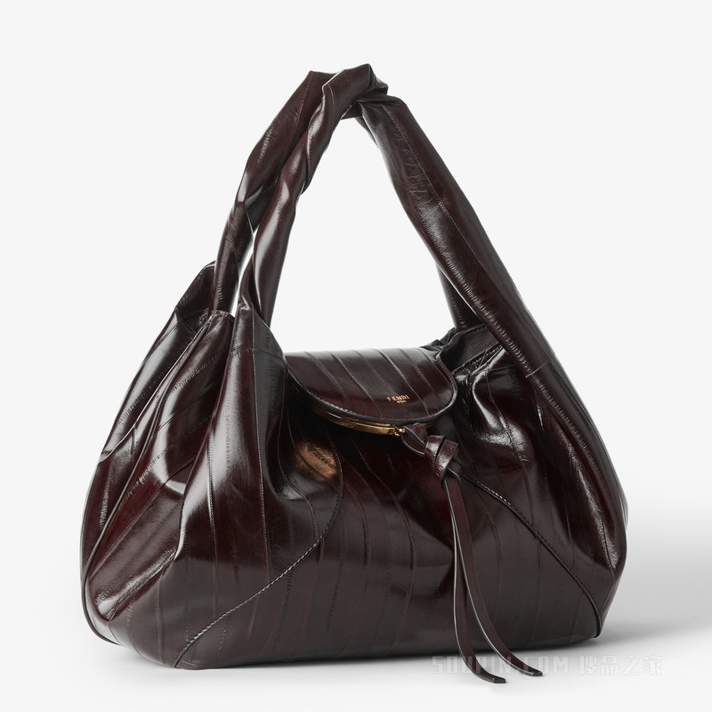 FENDI Spy 棕色镶饰盲鳗皮革手袋