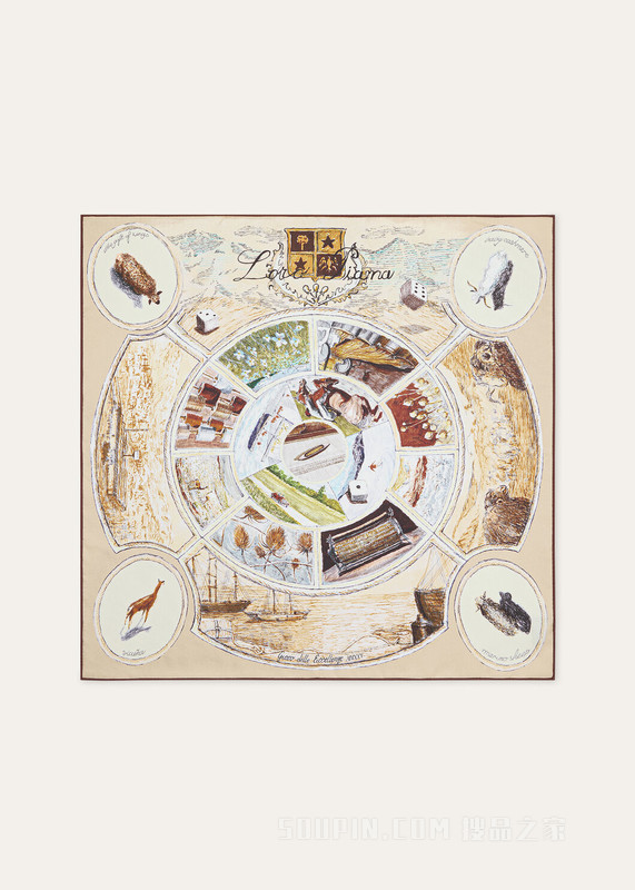 Gioco Delle Eccellenze围巾（60 x 60） 桑蚕丝