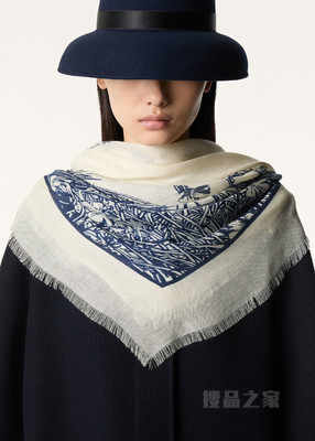 Loro Piana Campo Di Lino Fiorito女士披肩 羊绒, 桑蚕丝