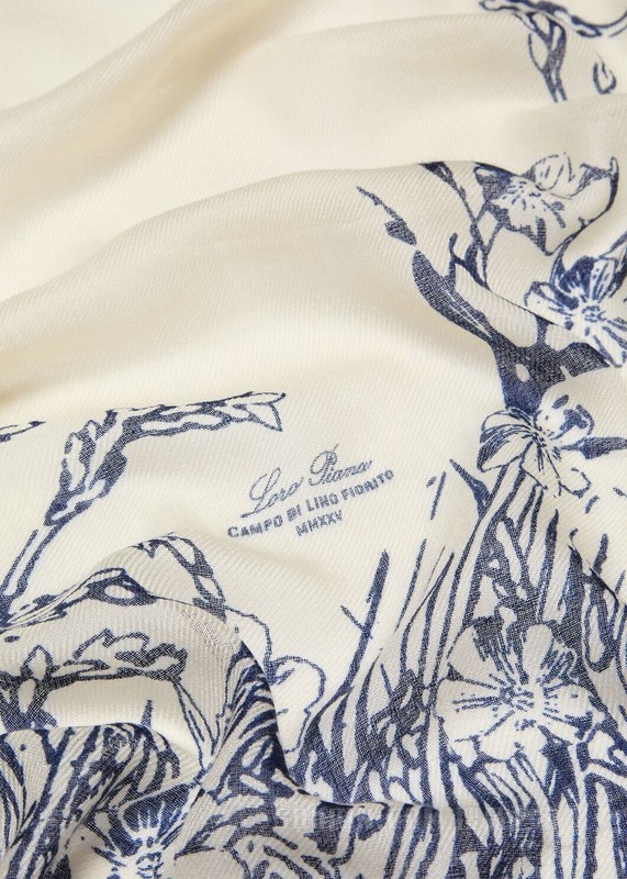 Loro Piana Campo Di Lino Fiorito女士披肩 羊绒, 桑蚕丝