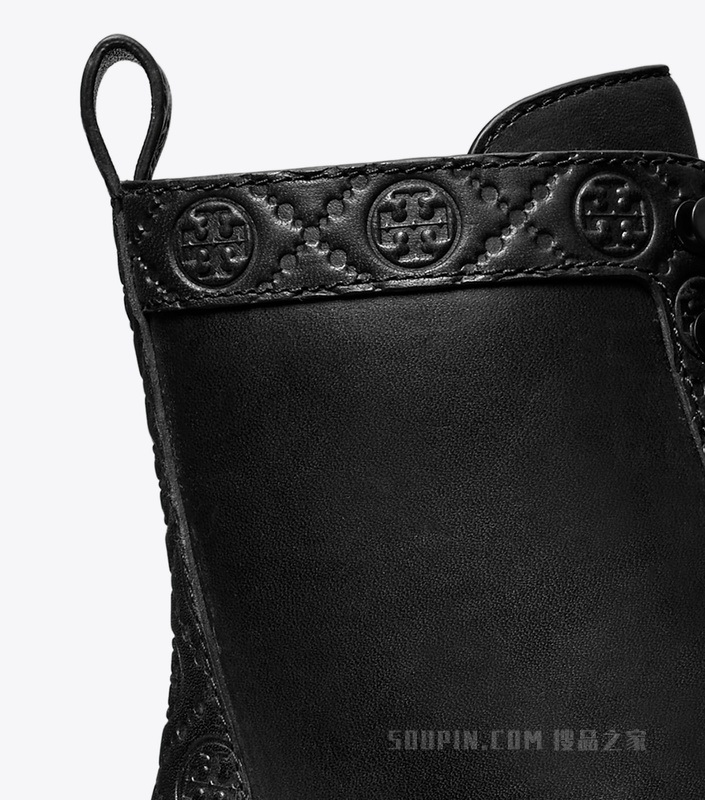 T Monogram 厚底踝靴 纯黑