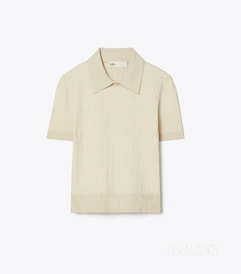 T Monogram 提花 Polo 衫 水洗米色