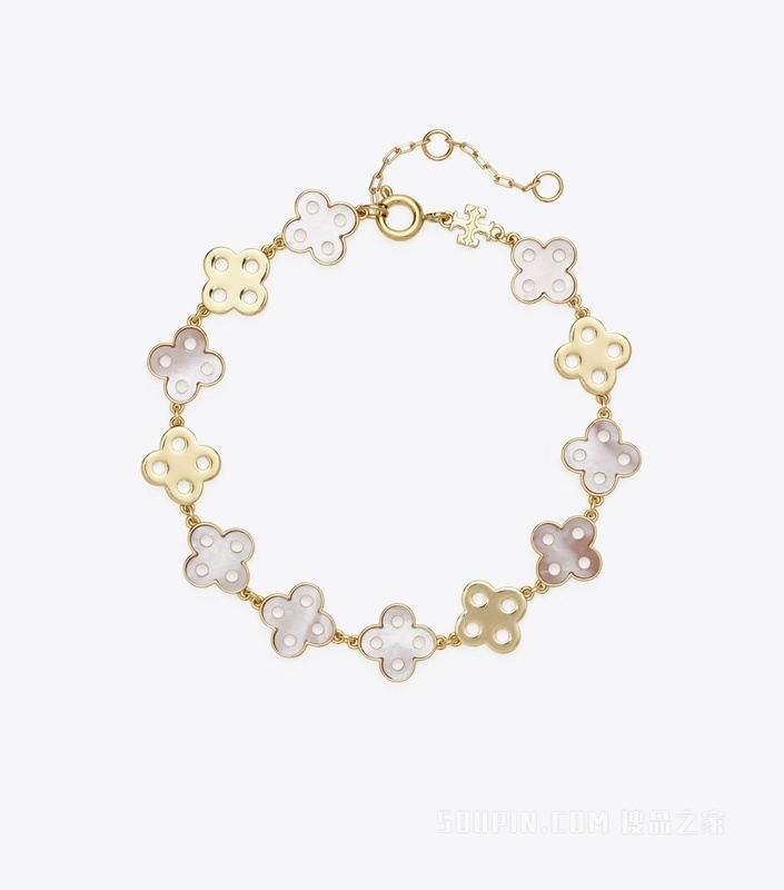 Kira 四叶草手链 Tory 金/粉色