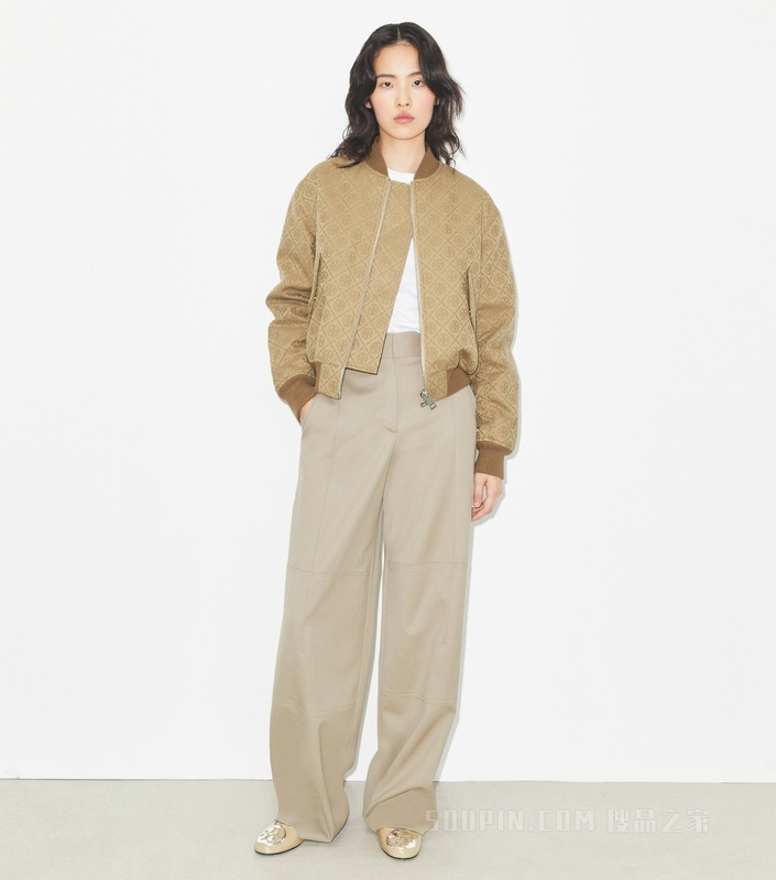 T Monogram 提花飞行员外套 灰褐色