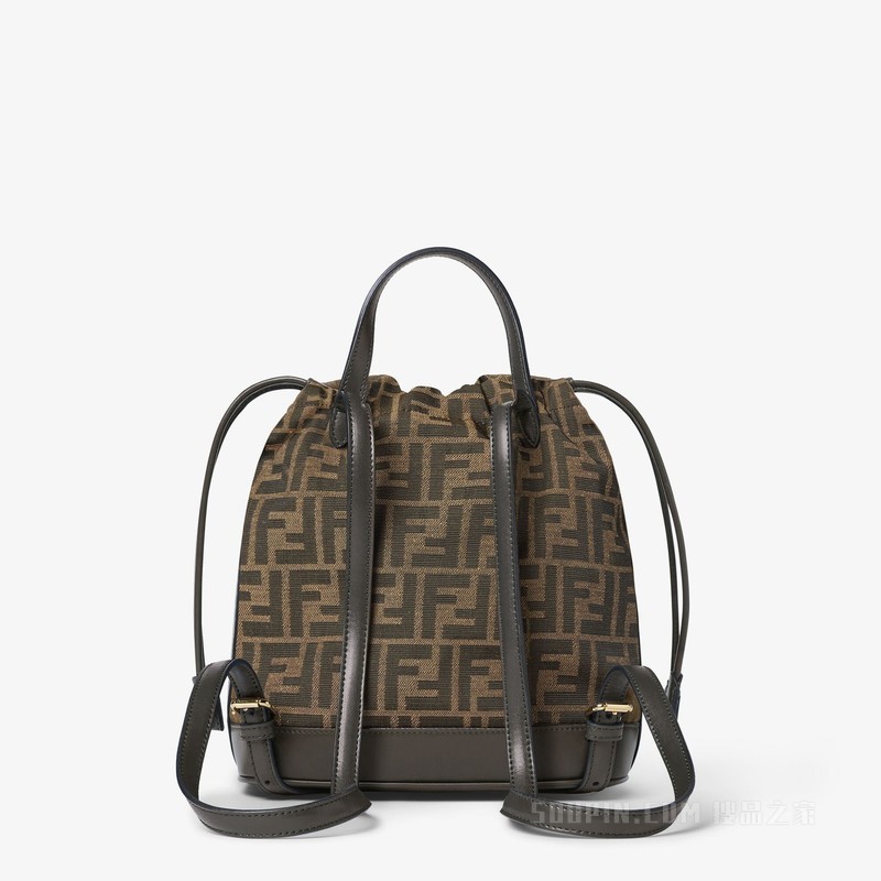 背包 棕色FF提花布料背包