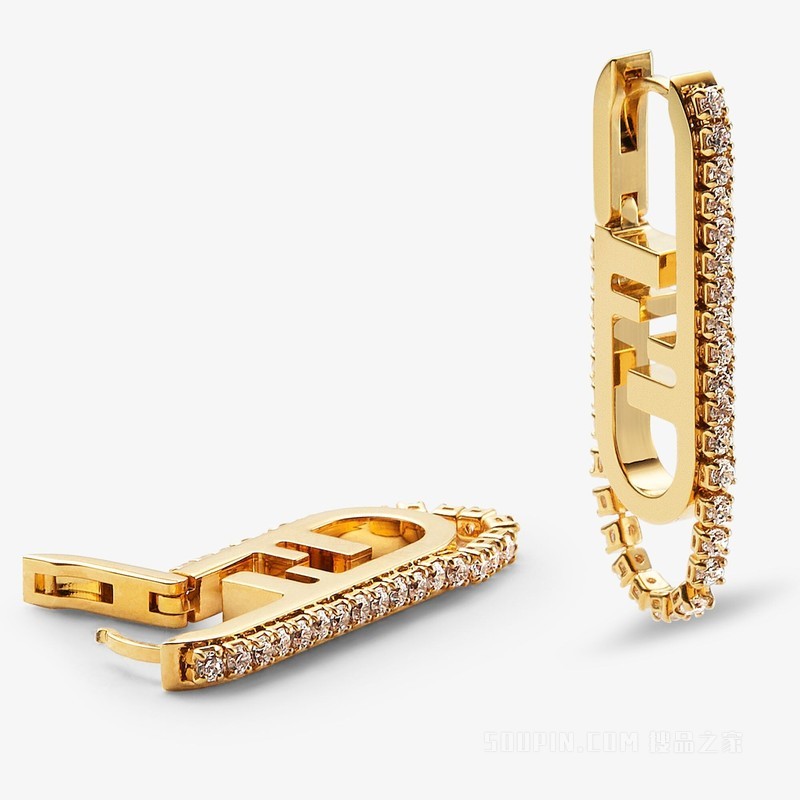 FENDI O'Lock耳环 金色耳环