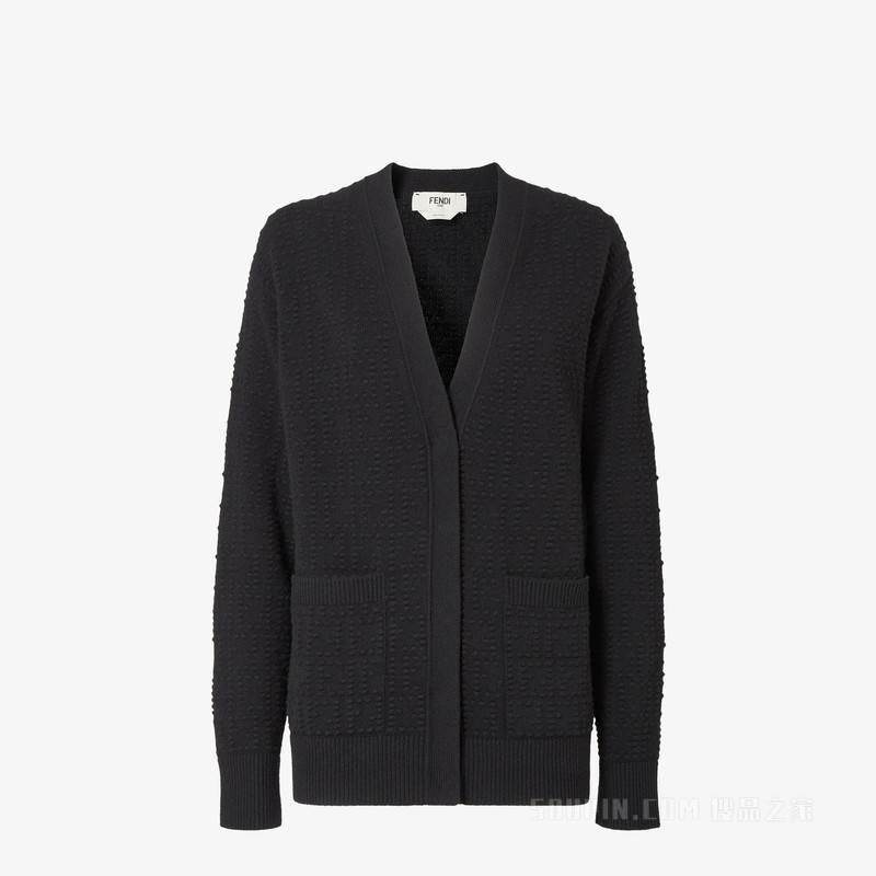 开衫 黑色FF羊绒和羊毛混纺开衫