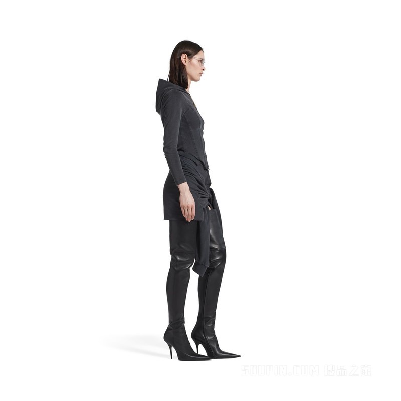 CORSETED拉链连帽卫衣