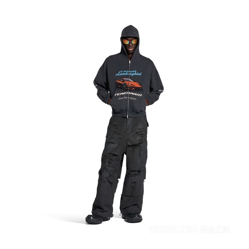 BALENCIAGA | AUTOMOBILI LAMBORGHINI HOODIE小号版型拉链连帽卫衣