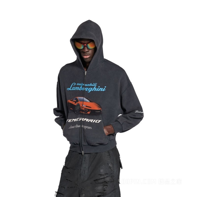 BALENCIAGA | AUTOMOBILI LAMBORGHINI HOODIE小号版型拉链连帽卫衣