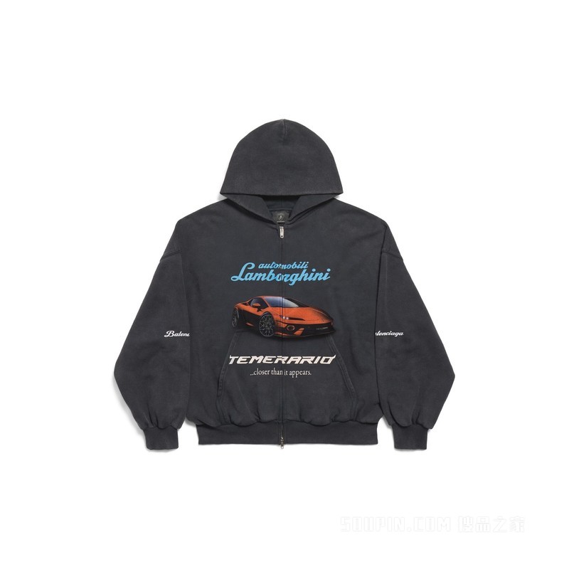 BALENCIAGA | AUTOMOBILI LAMBORGHINI HOODIE小号版型拉链连帽卫衣
