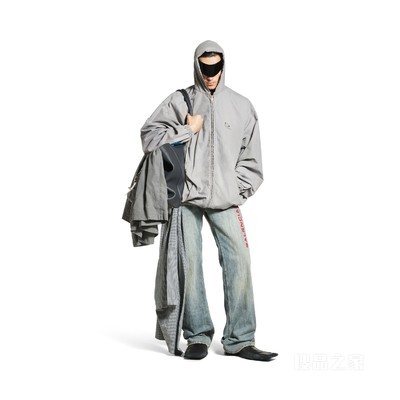 HOODIE廓形拉链连帽卫衣