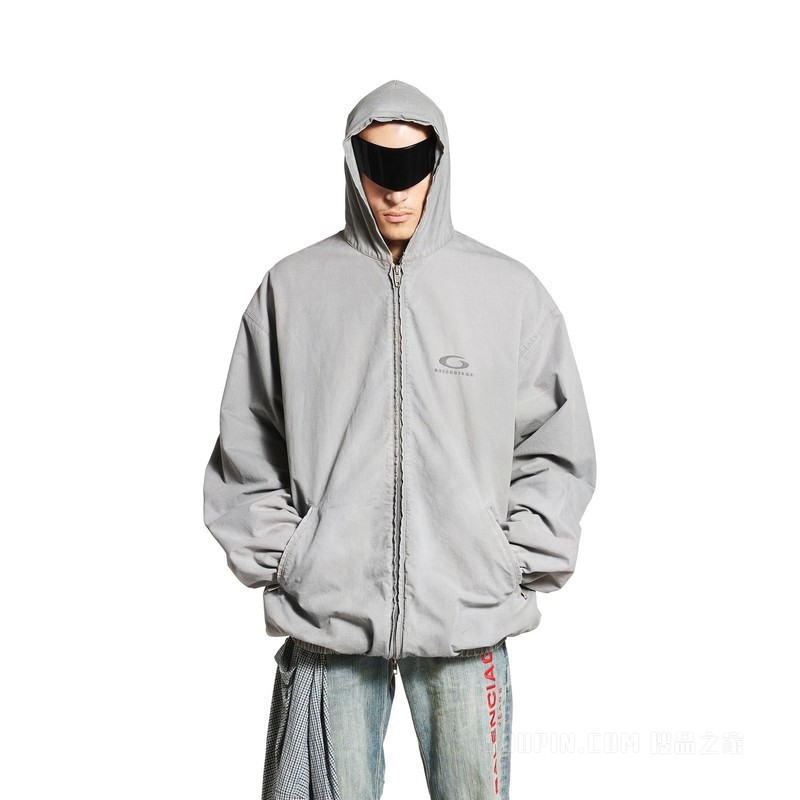 HOODIE廓形拉链连帽卫衣