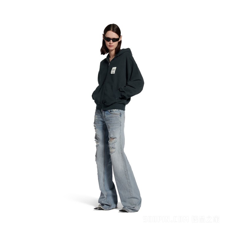 AIRPORT TAG HOODIE小号版型拉链连帽卫衣