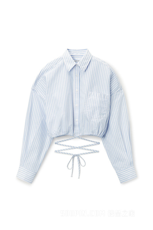 棉质牛津布围裹式衬衫