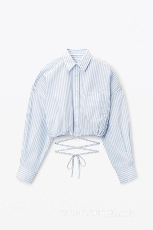 棉质牛津布围裹式衬衫
