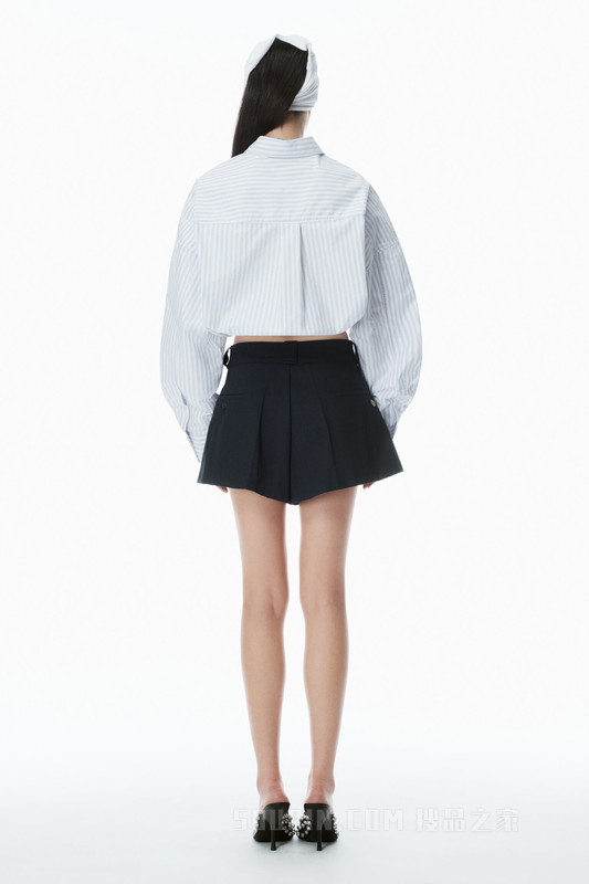 棉质牛津布围裹式衬衫