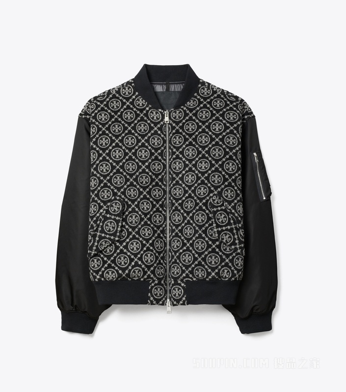 T Monogram 提花飞行员夹克 黑色