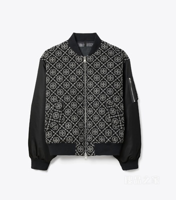 T Monogram 提花飞行员夹克 黑色