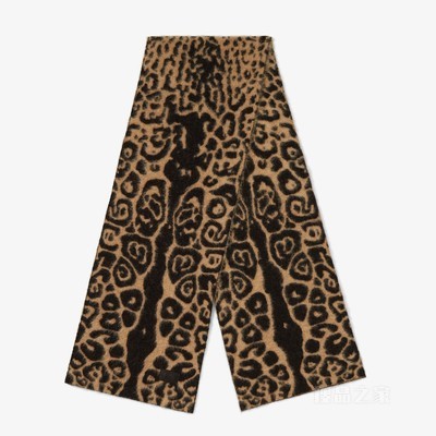 围巾 米色和黑色FENDI Leo羊毛围巾