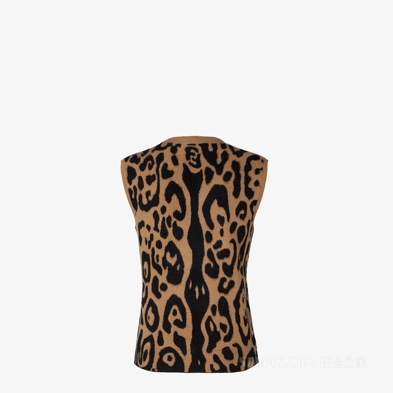 背心 米色和黑色FENDI Leo羊毛羊绒混纺背心