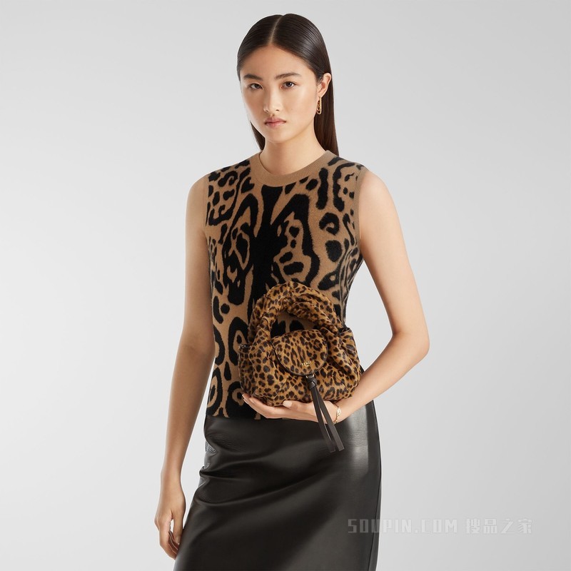 背心 米色和黑色FENDI Leo羊毛羊绒混纺背心