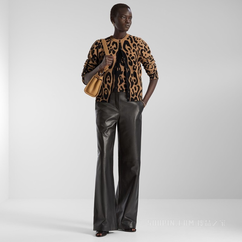 开衫 米色和黑色FENDI Leo羊毛和羊绒开衫