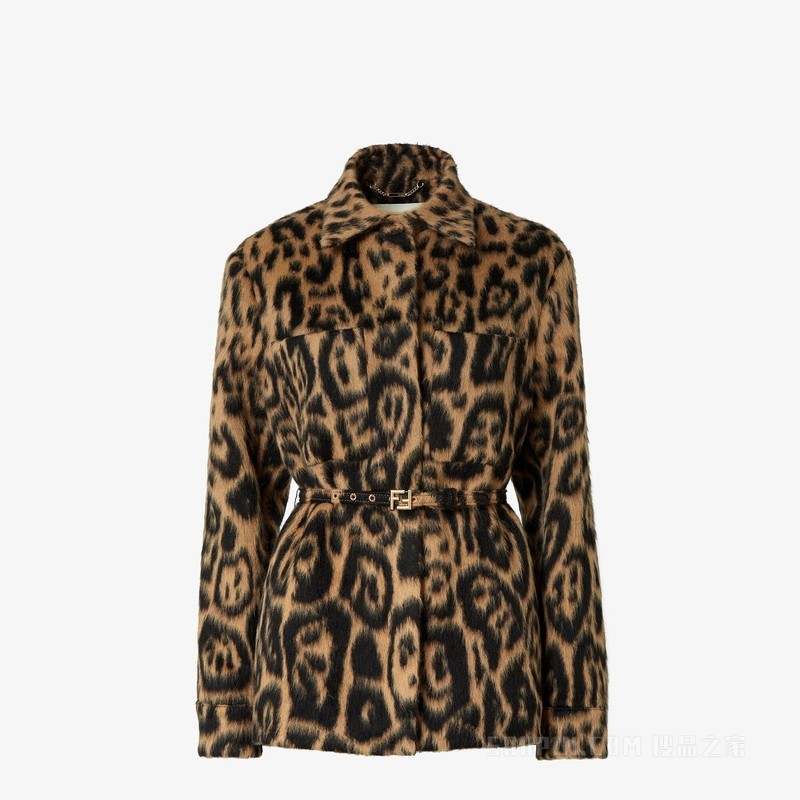 夹克 米色和黑色FENDI Leo羊毛夹克