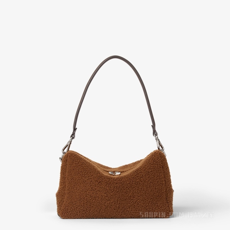 FENDI Lui中号手袋 深棕色羊剪毛手袋