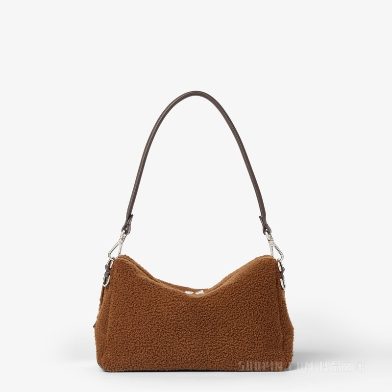 FENDI Lui中号手袋 深棕色羊剪毛手袋