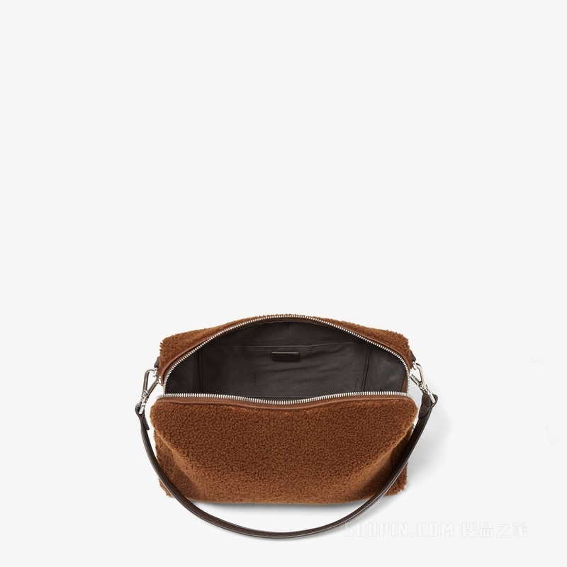 FENDI Lui中号手袋 深棕色羊剪毛手袋