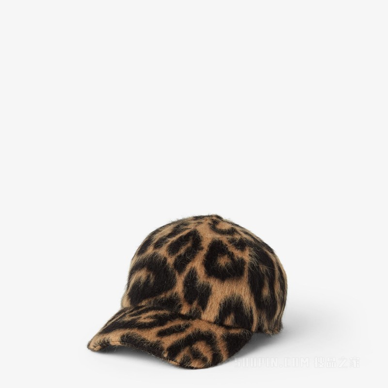 帽子 米色和黑色FENDI Leo羊毛棒球帽