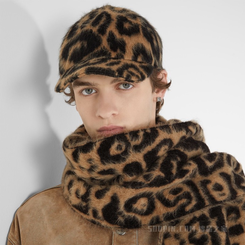 帽子 米色和黑色FENDI Leo羊毛棒球帽