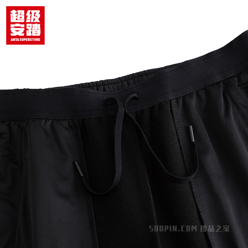 超级安踏跑训男子轻暖绒防泼水梭织运动长裤
