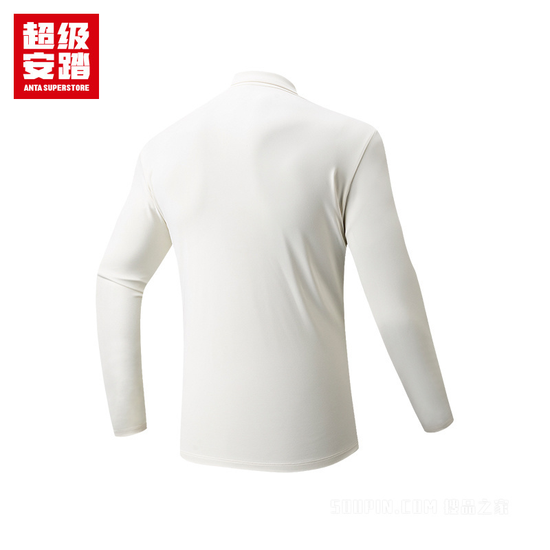 超级安踏城市通勤男子轻暖绒抗菌长袖针织衫