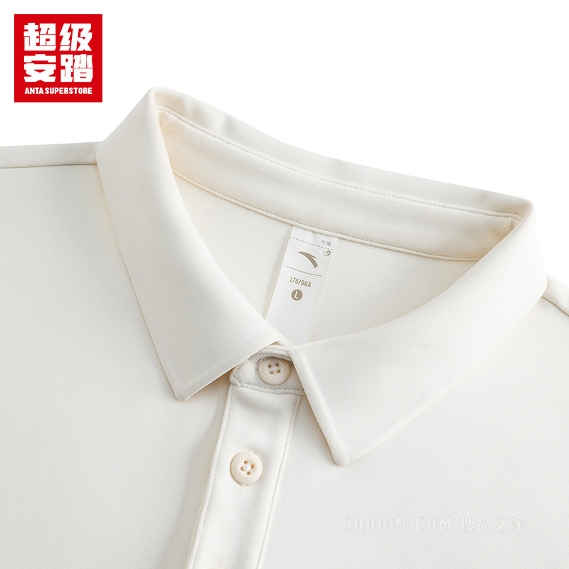 超级安踏城市通勤男子轻暖绒抗菌长袖针织衫