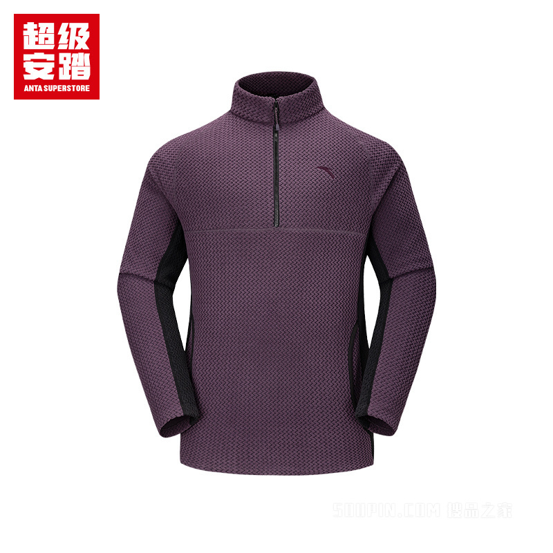超级安踏户外男子轻暖绒套头卫衣