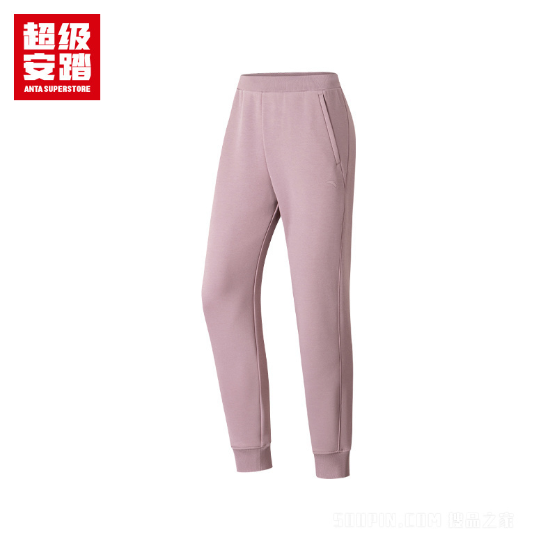 超级安踏跑训女子密暖绒针织运动长裤