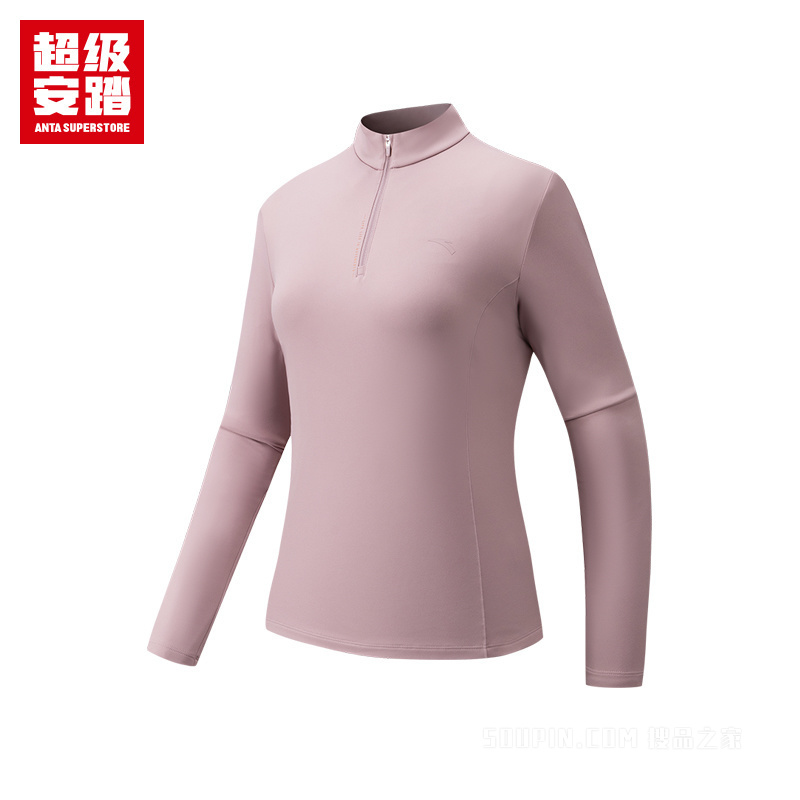 超级安踏跑训女子轻暖绒抗菌长袖针织衫