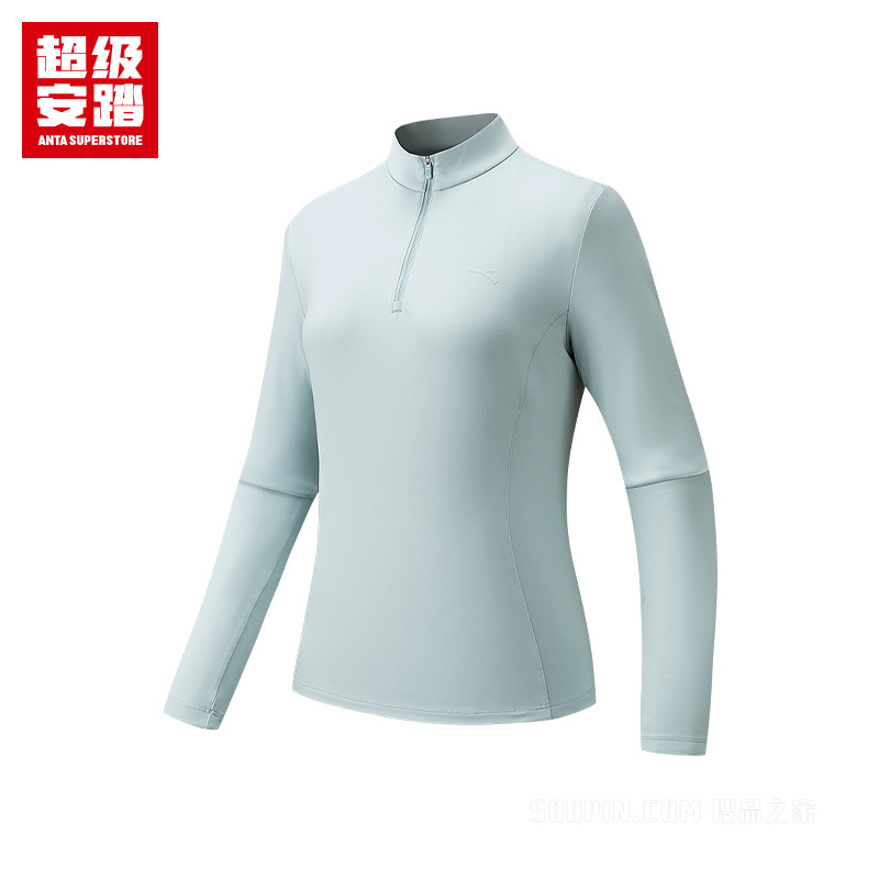 超级安踏跑训女子轻暖绒抗菌长袖针织衫